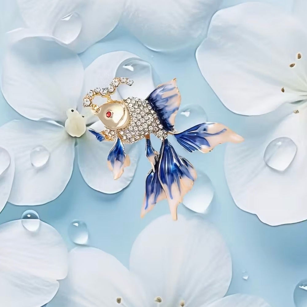 Goldfish Rhinestone Brooch Modern New - Picture 3 of 6